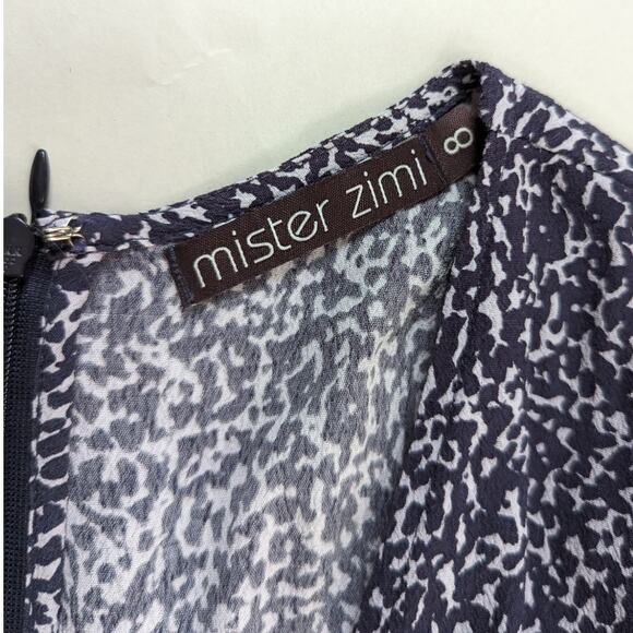 Mister Zimi Nina V-Neck Blue Print Cropped Wide Leg Jumpsuit Size 8 Preowned - Picture 5 of 9